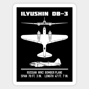 Ilyushin DB-3 Russian WW2 Bomber Plane Silhouette Diagram Gift Magnet